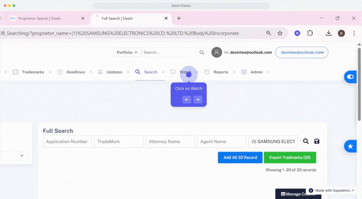 Trademark Watch demonstration